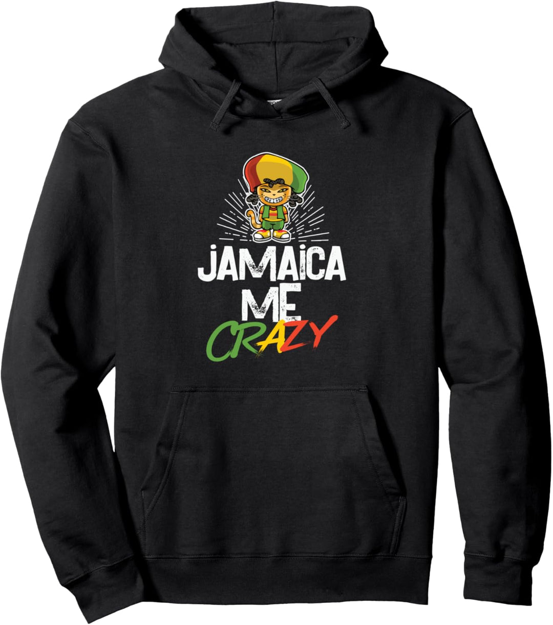 Jamaica Me Crazy - Jamaican Reggae - Funny Cat - Flag Hat Pullover Hoodie