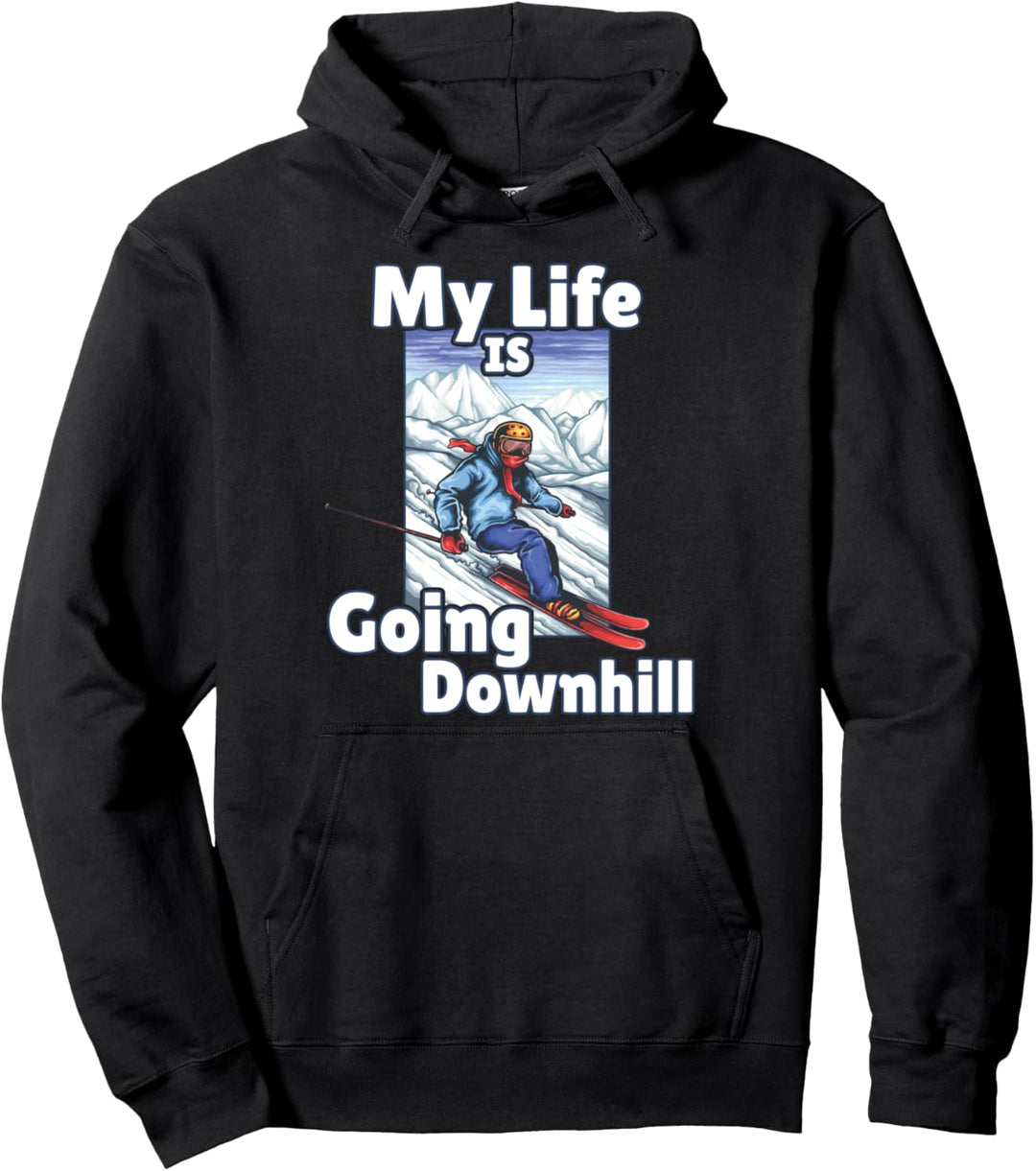 Mein Leben geht bergab Skiing Skier Geschenk Skifahren Ski Pullover Hoodie