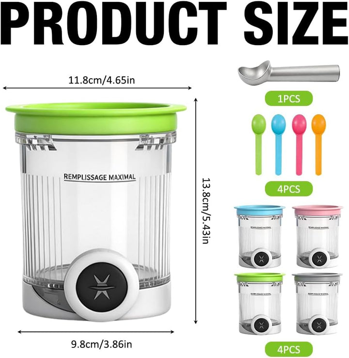 4 Stück Eisbehälter mit Deckel Passend für Ninja Swirl, Ersatz-Pints Eiscreme-Behälter für Ninja CRE