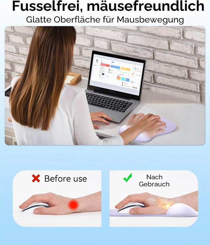 Mauspad mit Gelkissen,Ergonomisches Mousepad mit handauflage mit weichem Gelpolster,rutschfester Bas