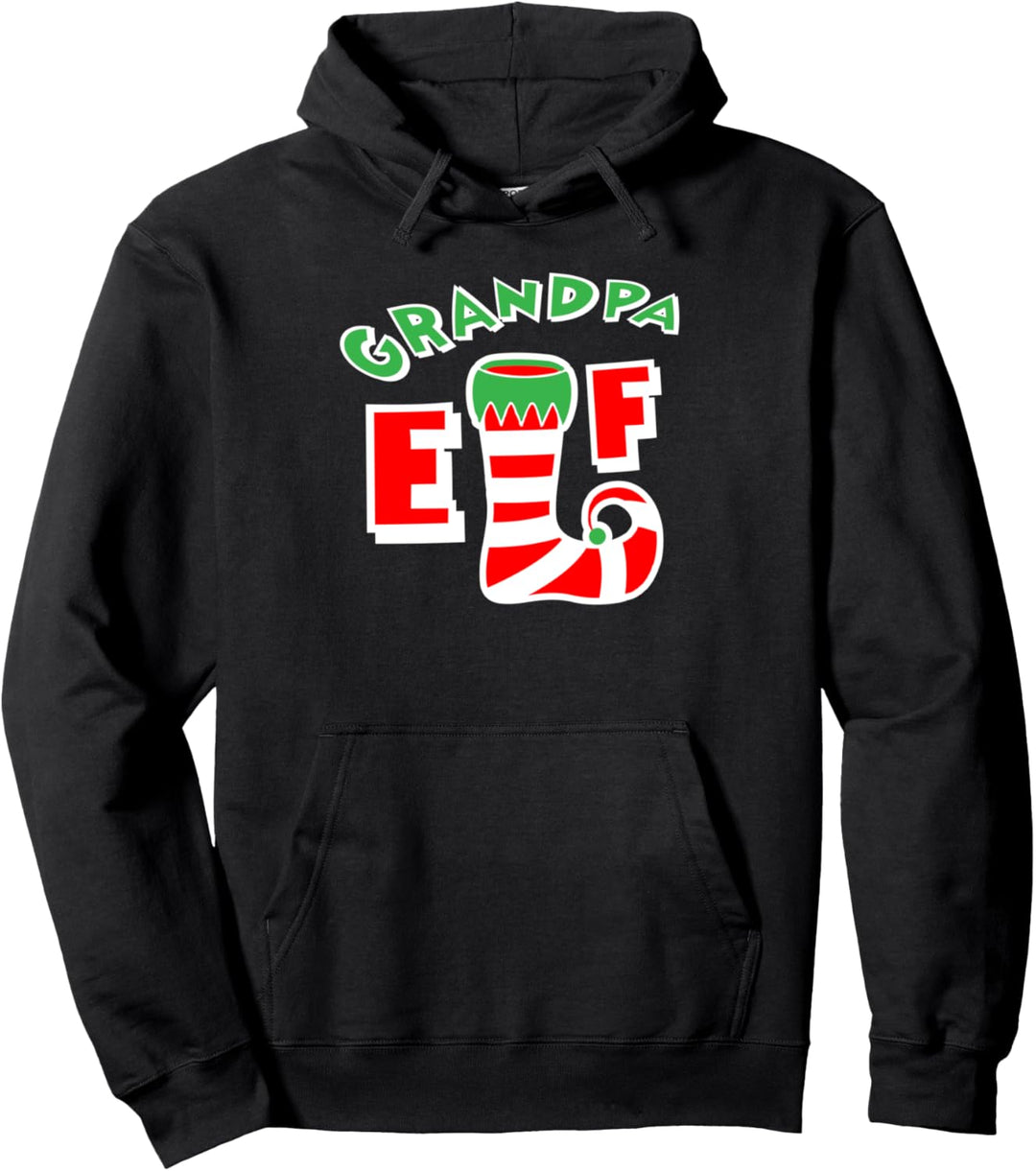 Grandpa Elf Matching Christmas Pajamas Family Party Design Pullover Hoodie
