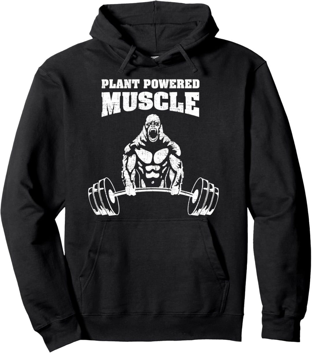 Plant Powered Muscles - Gorilla Gym Bodybuilding Spruch Pullover Hoodie