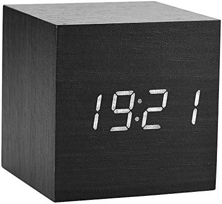 6x6x6cm Hölzerne Elektronik, Wecker Tischuhr Temperatur Kleine Digitaluhr Digitale Holzzegar Cyfrowy