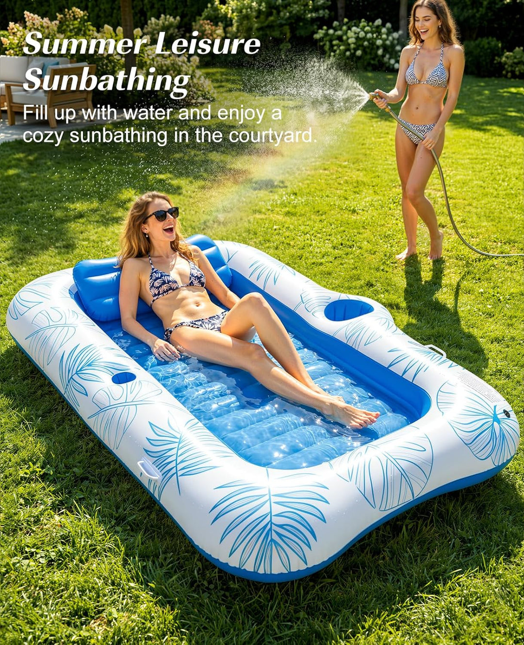 HeySplash Aufblasbares Pool Luftmatratze mit Tassenhalter, Pool Aufblasbares Bett in Meerjungfrau Sc