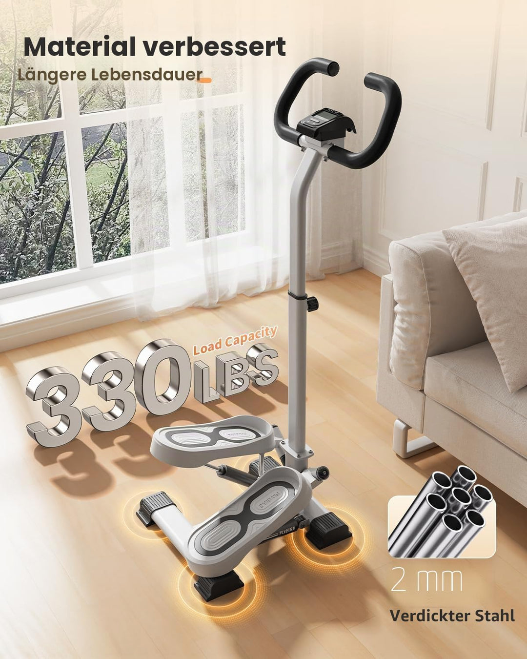FLYBIRD Exercise Stair Stepper für Zuhause, professioneller Twist-Stepper mit Widerstandsband, 150-1