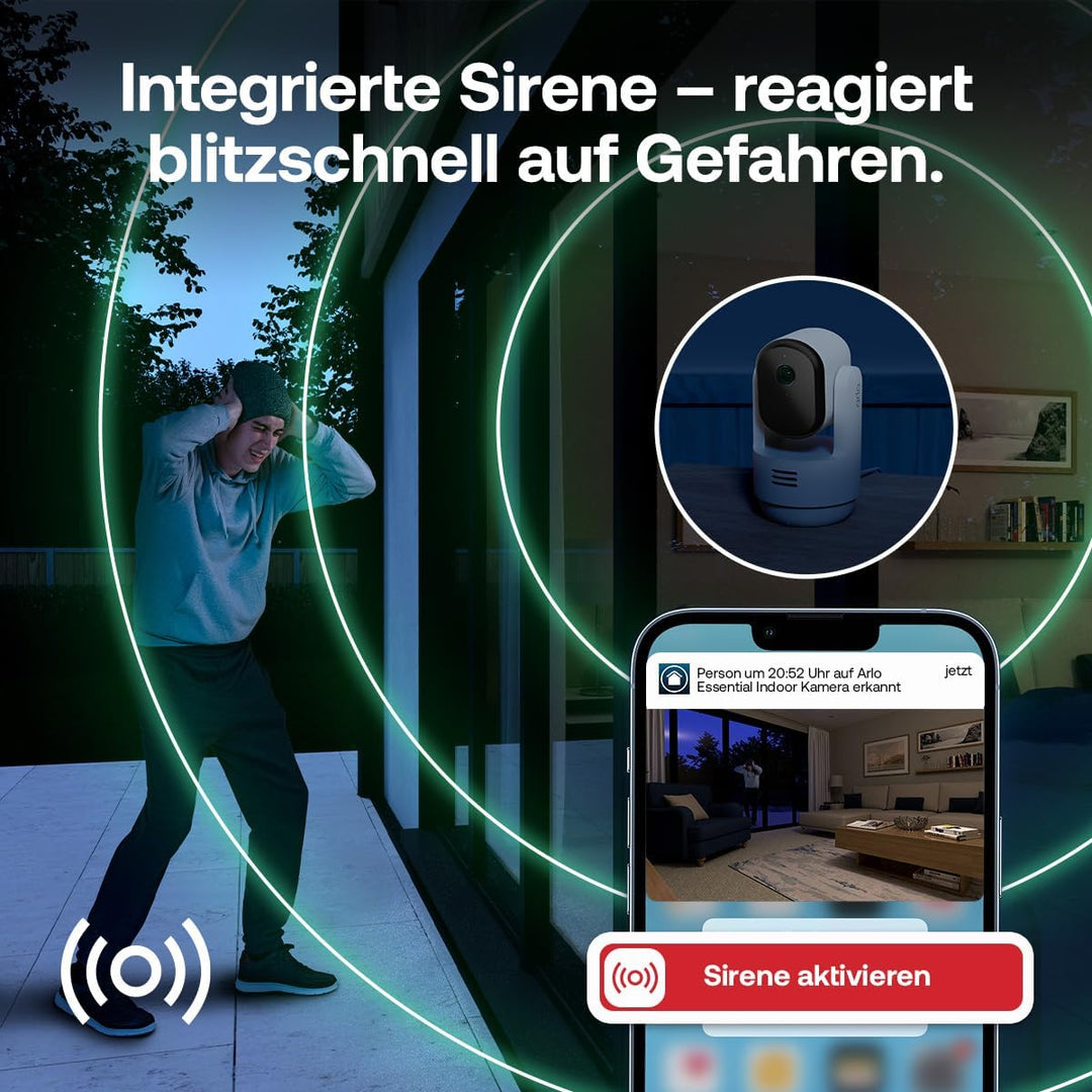 Arlo Indoor 3 PTZ 2K Überwachungskamera Innen, 1er Set, 360º Schwenkbar, 2-Wege-Audio, Bewegungsverf