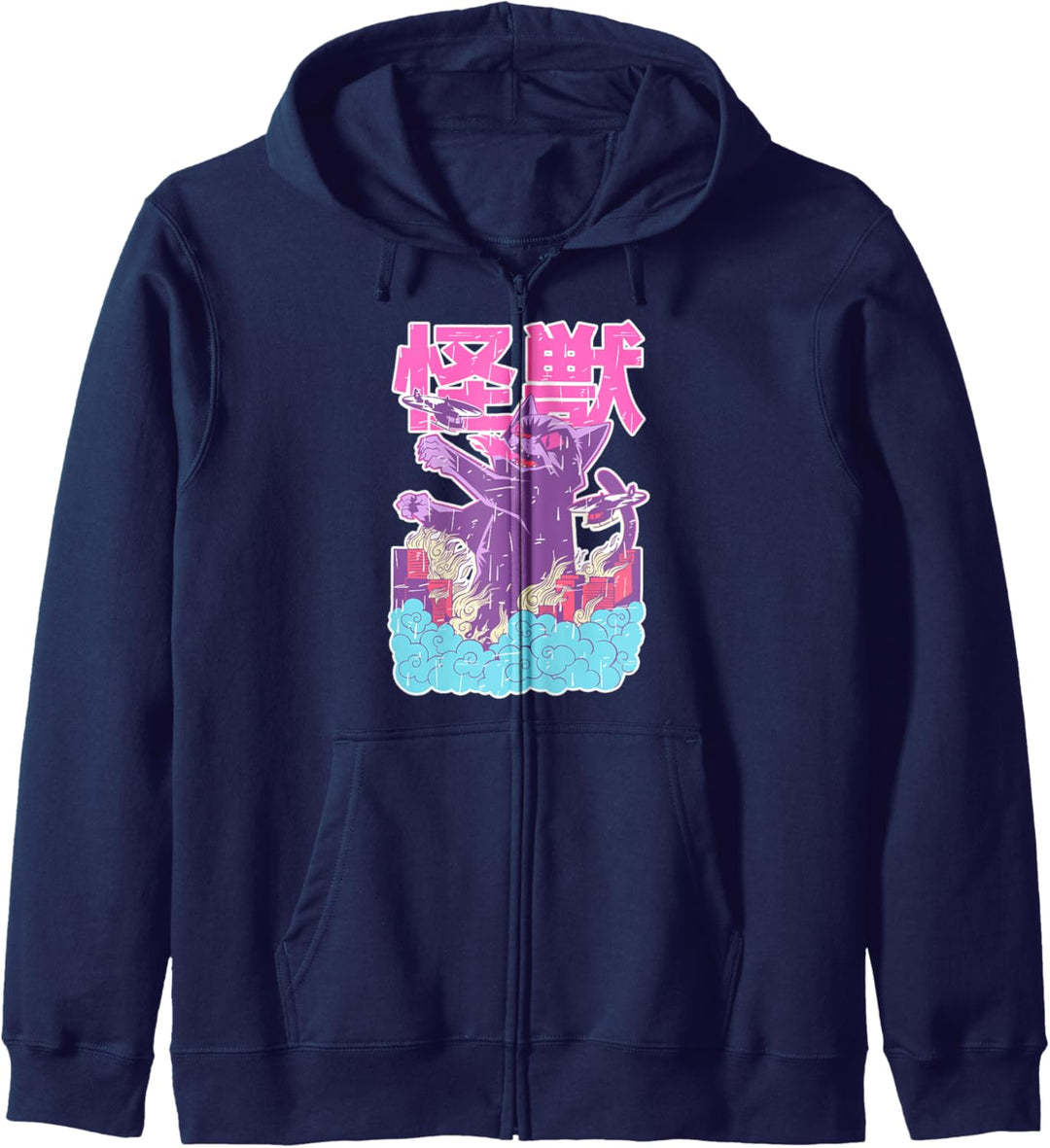 Kaiju, Vintage Japanese Anime Monster Cat Catzilla Pastel Kapuzenjacke