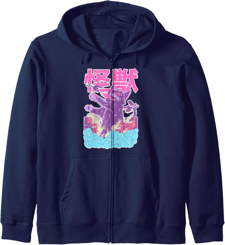 Kaiju, Vintage Japanese Anime Monster Cat Catzilla Pastel Kapuzenjacke