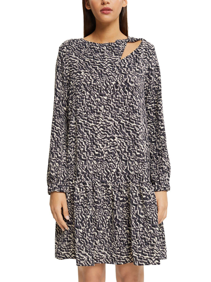 ESPRIT Minikleid mit Muster und Cut-Out 36 013/Anthracite 4, 36 013/Anthracite 4