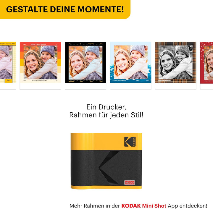 KODAK Mini 3 ERA 4PASS Mobiler Fotodrucker (7,6x7,6cm) (Schwarz, Fotodrucker + 8 Blatts) Mini 3 Foto