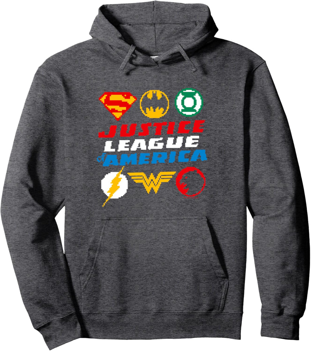 Justice League Pixel Logos Pullover Hoodie