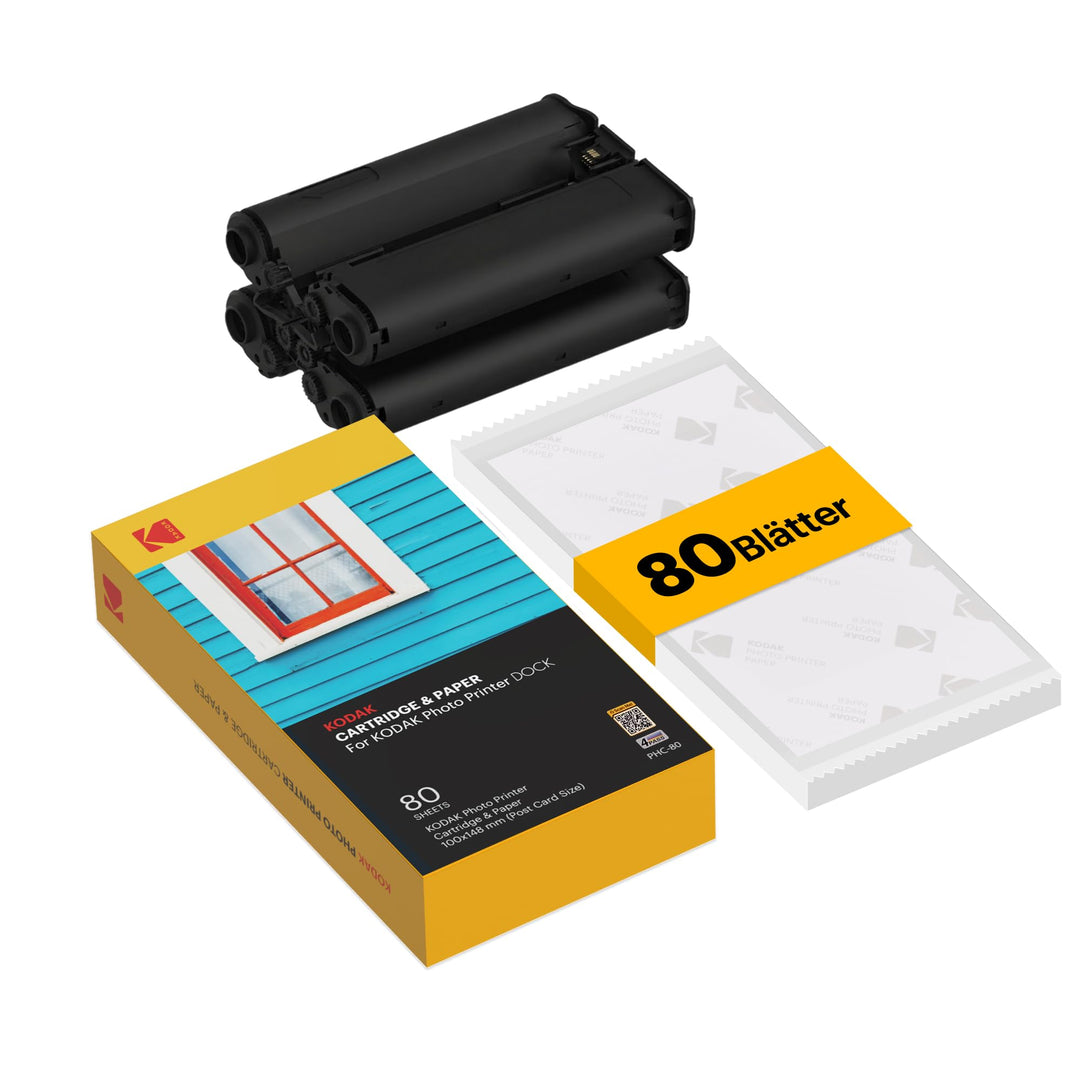 KODAK 4PASS Film-Kartridge(10x15cm) für KODAK Dock und Dock Plus, 80 Blatts 80 Blätter, 80 Blätter