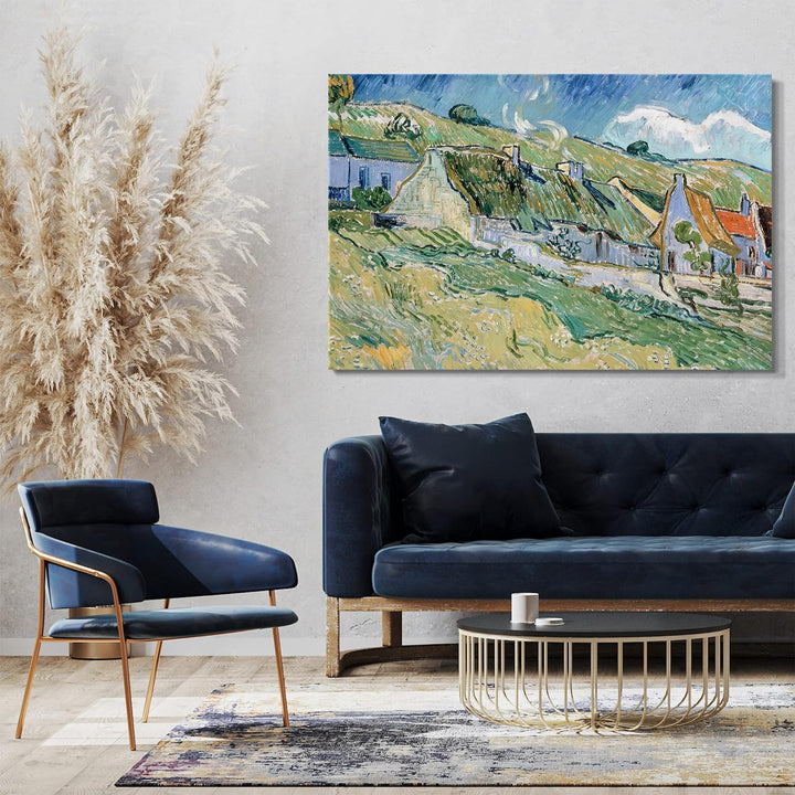 Printed Paintings Leinwand (80x60cm): Vincent Van Gogh - Strohgedeckte Landhäuser (1890) 80x60 cm, 8