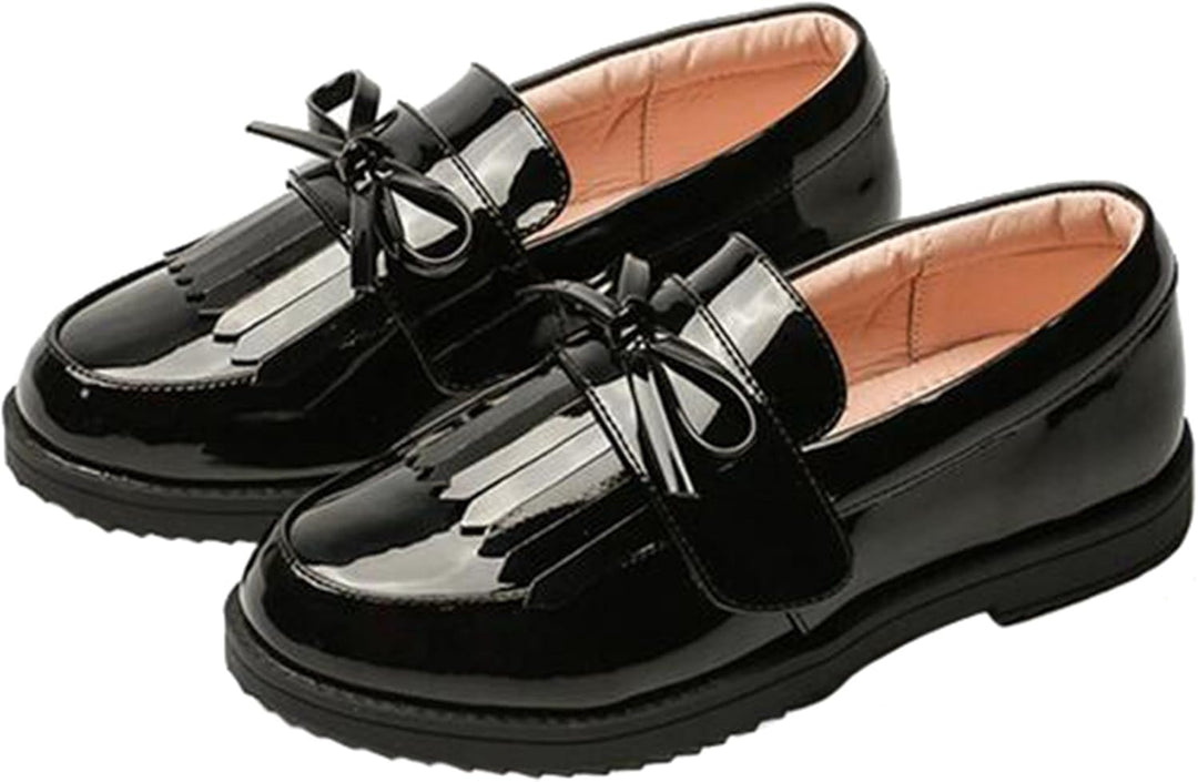 PPXID Mädchen Mokassins Slipper Prinzessin Ballerina Schule Halbschuhe 30 EU Schwarz B, 30 EU Schwar