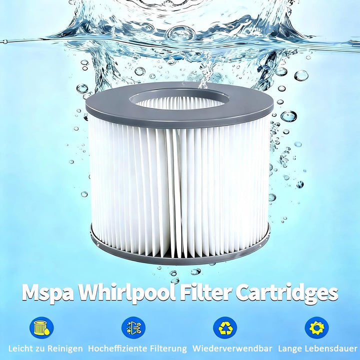 12 Stück Ersatz Filterkartusche für MSPA Whirlpool Filter Modellen ab 2020 | Ersatz Filter für Mspa