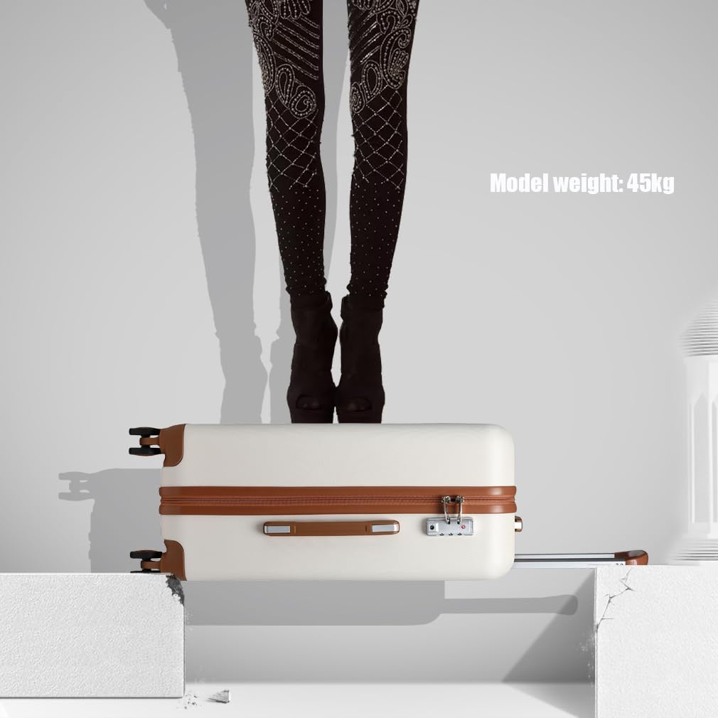 KONO Koffer Trolley Gross Hartschalenkoffer Reisekoffer von ABS Hartschalen Handgepäck mit 4 Spinner