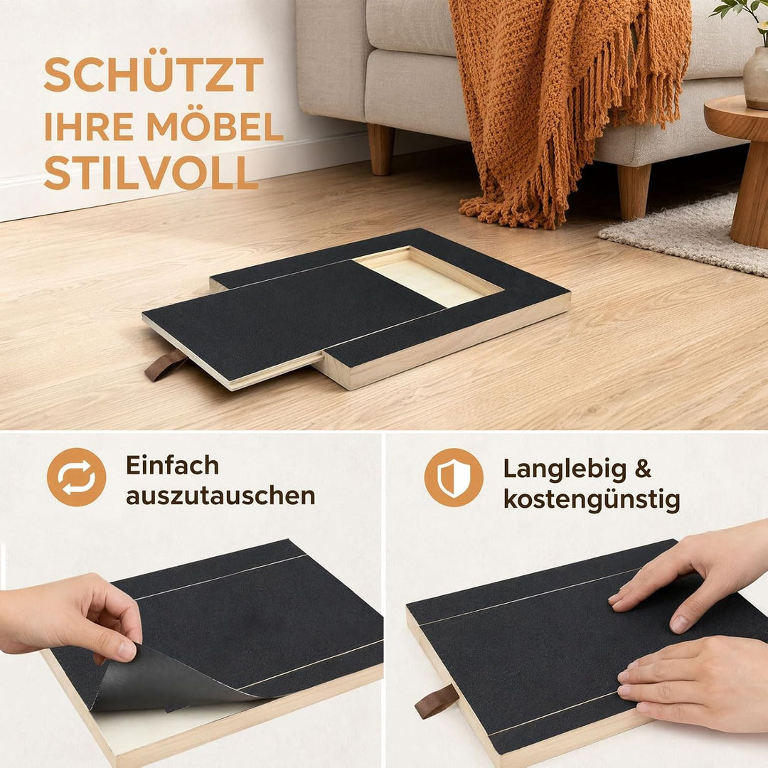 Krallenschleifer für Hunde - 35x25x3cm Holz Scratch Hund mit Leckerlibox, Inklusive Enthaarer und 2x