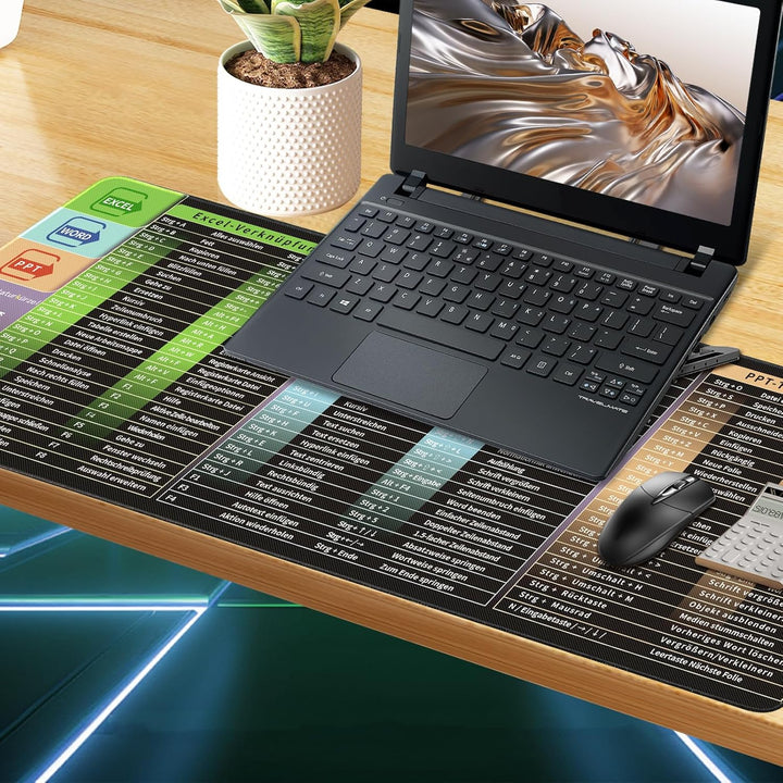 Niviy Excel Mauspad Deutsch,900X400X3 mm Gaming Mousepad XXL für Office und Zuhause XXL Desk Pad Gro