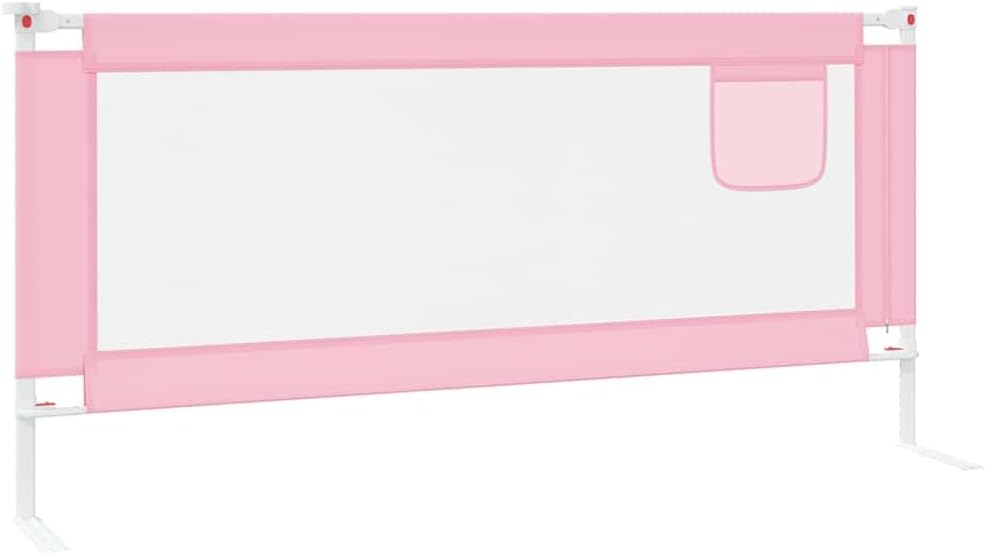 Kleinkind-Bettschutzgitter Rosa aus Stoff 200x25 cm, höhenverstellbar, klappbar mit Rausfallschutz,