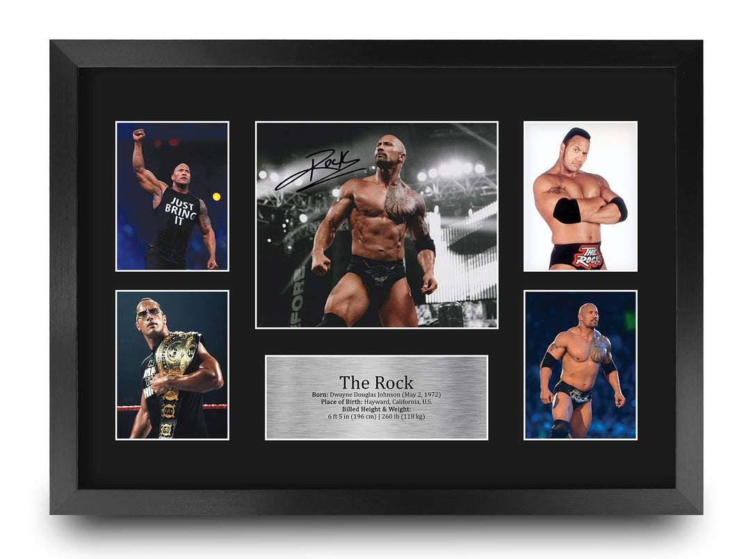 HWC Trading FR A3 The Rock Wrestling Geschenke Gedruckt, Signiert Autogramm Bild Für WWE & WWF Erinn