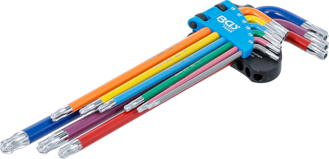 BGS 74465 | Winkelschlüssel-Satz | Multicolour | extra lang | T-Profil (für Torx) mit Bohrung und Ku