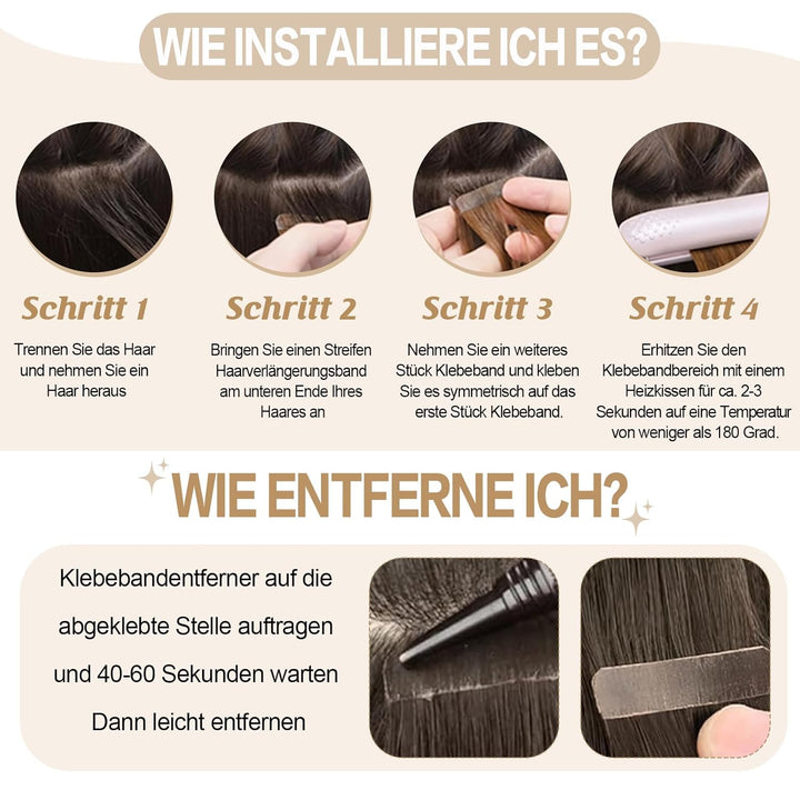 YILITE Tape Extensions Echthaar, Jet Black 35cm 20 Stück/Packung 40g Tape in Extensions Echthaar Inv