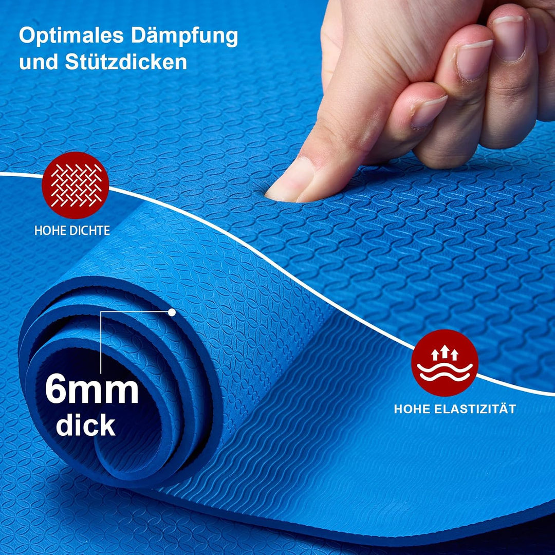 Stepwaver XXL-Fitnessmatte, 183x122 / 213x146 / 243x146cm (6mm) Dicke Trainingsmatte für Heimstudio