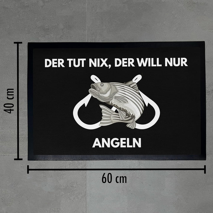 Trendation - Angler Geschenk Fussmatte Der TUT Nix Der Will Nur Angeln Türmatte Fischen 60x40 cm