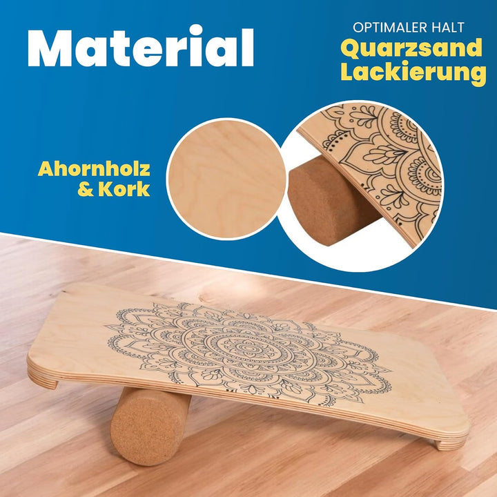 Woodboard Starter Set Balance-Board Ahorn Holz &amp; Kork Rolle Koordination und Balance-Training