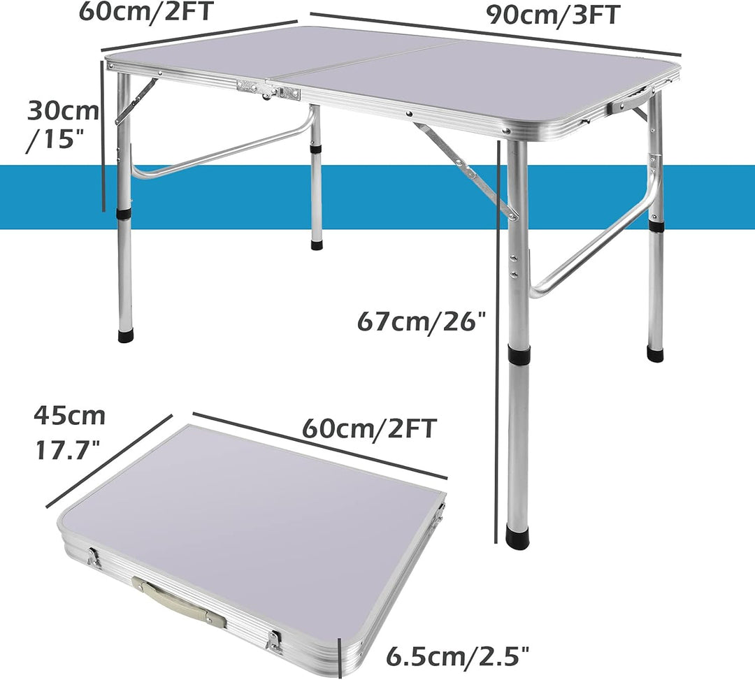 Campingtisch Aluminium Klapptisch mit Griff, Leichter Aluminiumtisch, 30kg Belastbarkeit, mit verlän