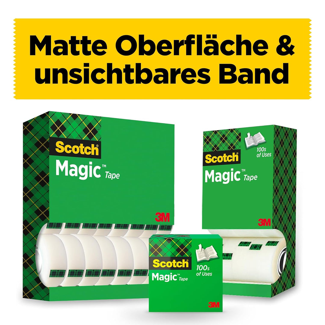 Scotch Magic Tape - 6 Rollen, 19 mm × 33 m - Unsichtbares Klebeband für allgemeine Zwecke zur Repara