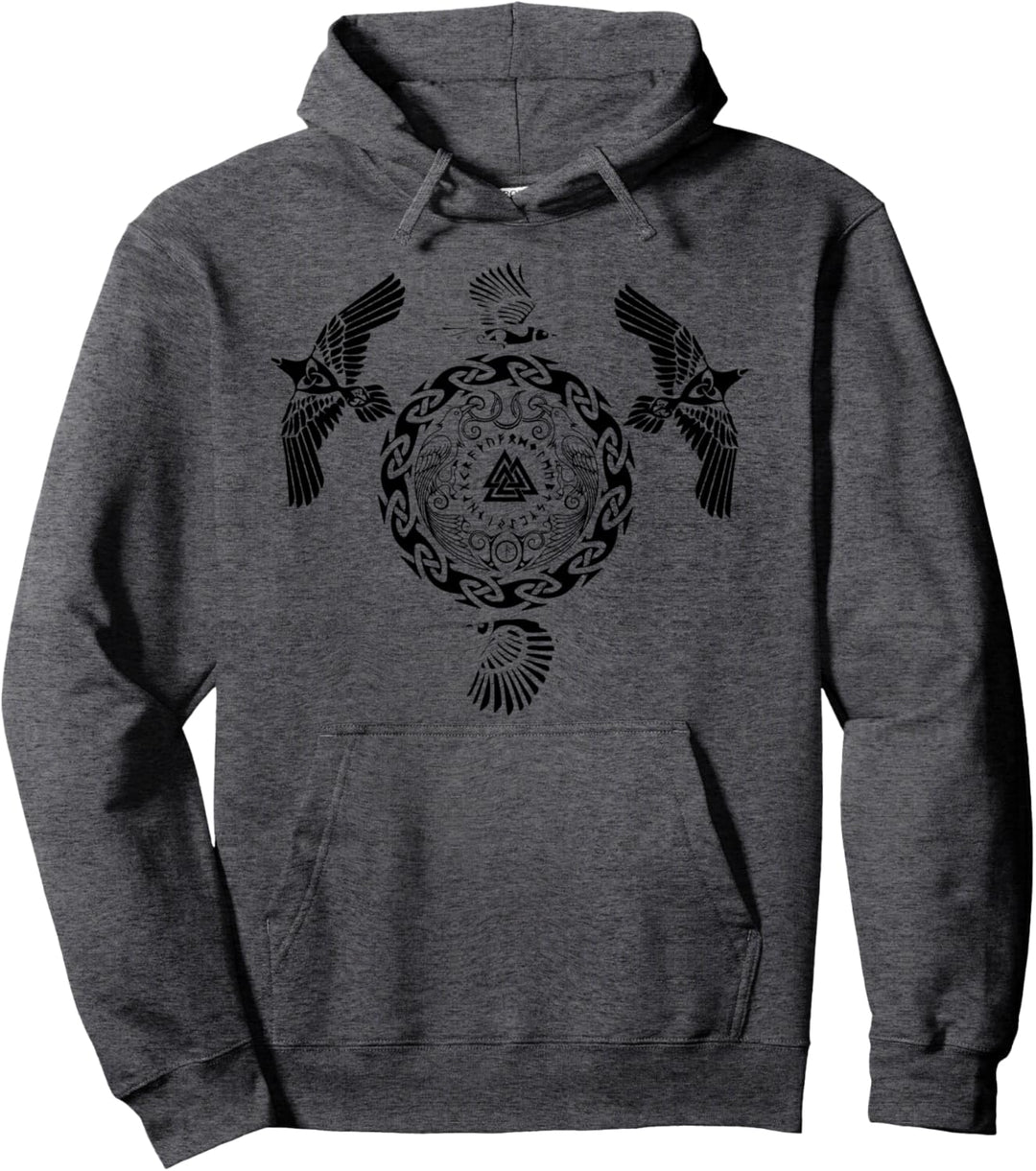 Vikings Huginn Muninn Odins Ravens Valknut Pullover Hoodie