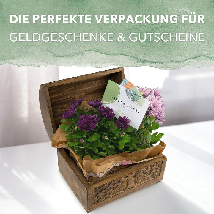 Schatzkiste Baum des Lebens, massive Holz-Schatulle Dekobox 20,5 x 11 x 12,5 cm Braun Box Baum des L