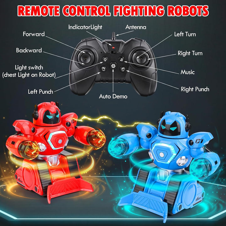 Ferngesteuerte Roboter Kampf, 2 Stück RC Kampfroboter Spielzeug mit LED Licht und Musik, Kombat Boxk