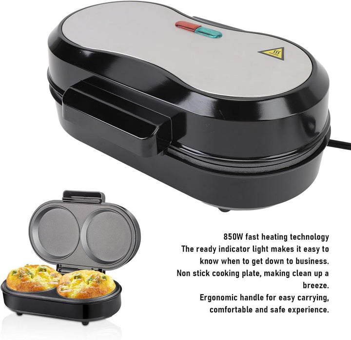 Elektrischer Pfannkuchen-Maker, 850 W, Doppelter Mini-Burger-Grill, Kleiner Elektrischer Grill, Omel