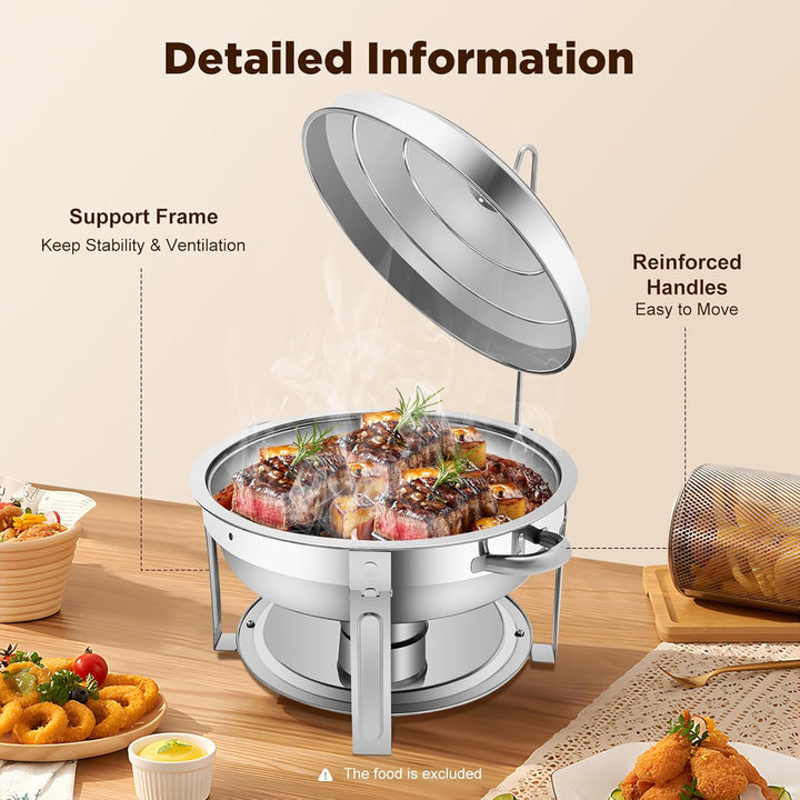 7.5 L Edelstahl Chafing Dish Rund Speisenwärmer Wärmebehälter Suppenwärmer, Chafing Dish Profi Set f