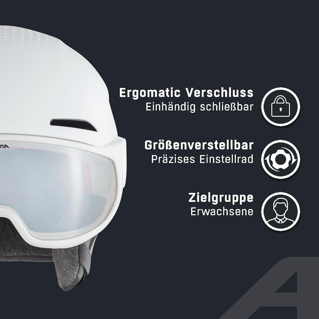 ALPINA Unisex - Erwachsene, ALTO V Skihelm white matt 51-55 cm, white matt 51-55 cm