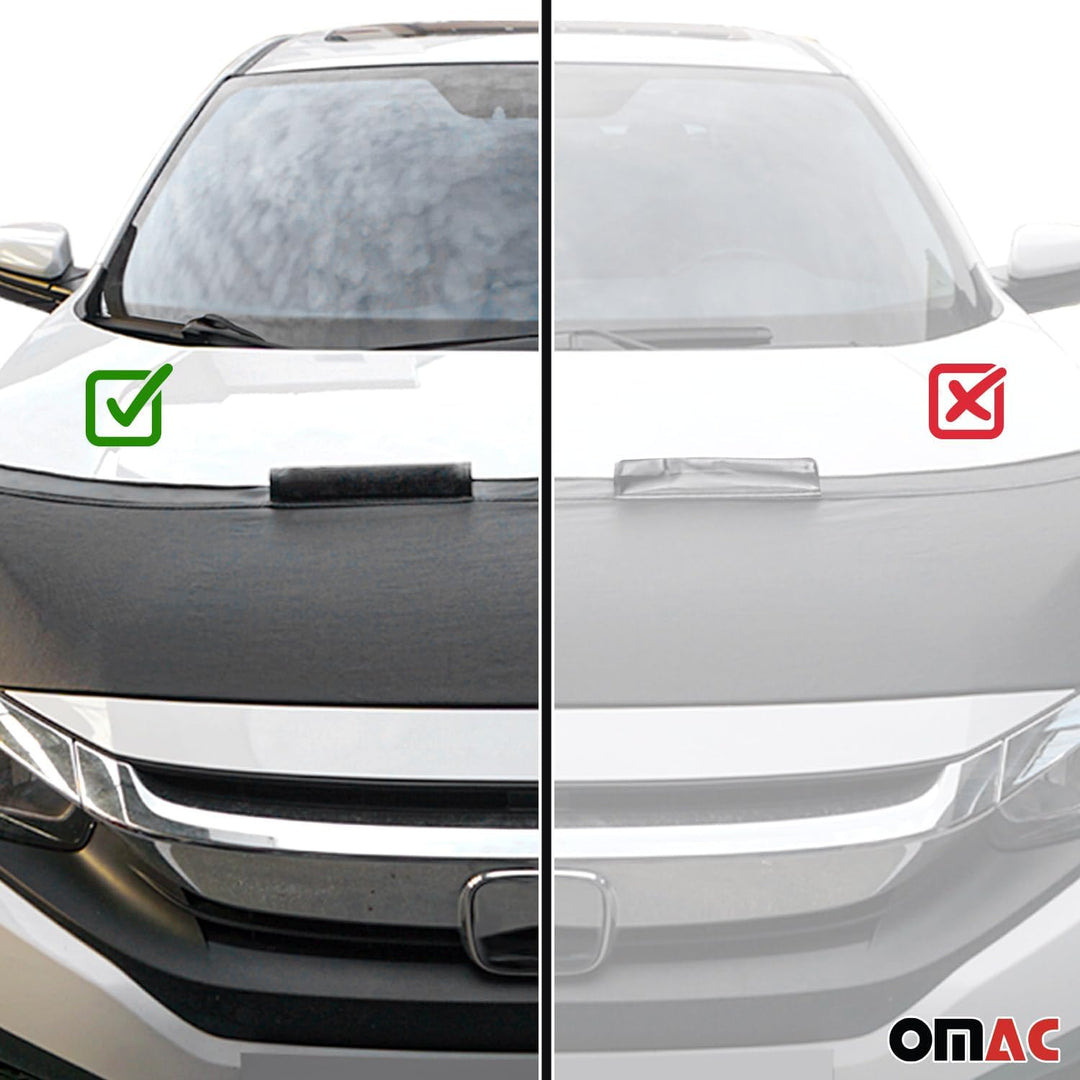 OMAC Haubenbra Steinschlagschutz Bonnet Bra kompatibel mit Peugeot Boxer 2006-2014 Schwarz Halb Schw