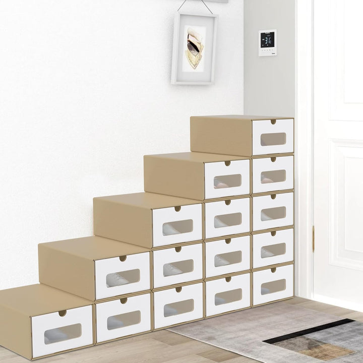 ACXIN Schuhboxen Stapelbar Boxen-Set,Aufbewahrungsbox Schubladen mit Transparentes Sichtfenster,Papp