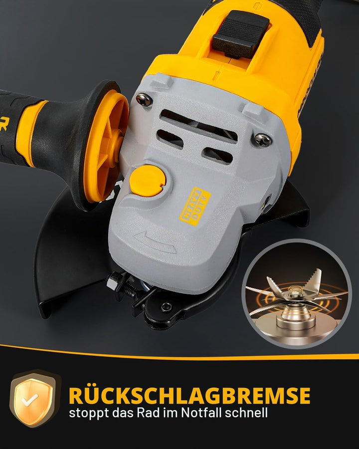 Akku Winkelschleifer 125mm, 20V profi Winkelschleifer mit 2×4,0 Ah Akku, 32 mm Schnitttiefe, 9600 U/