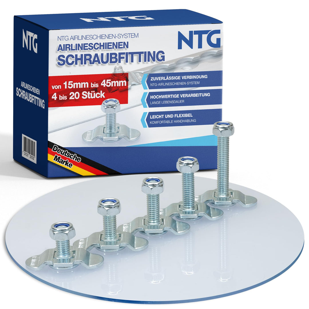 NTG Schraubfitting für Airlineschiene - Fitting Single Endbeschlag - Set 25 mm lang - 20 Stück - Lad