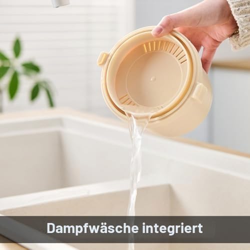 Irishom Microwave Rice Cooker Makes, Mini Reiskocher für Sushi Reis, Mikrowellen Reiskocher mit Deck