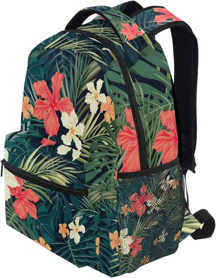Tropical Hibiscus Flowers Schulrucksack für Jungen Mädchen Kinder Reisetasche Bookbag