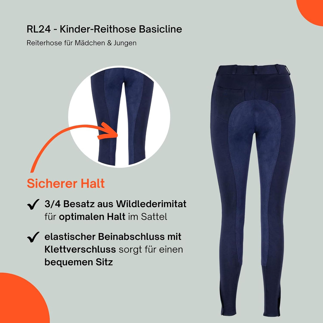 RL24 - Kinder Reithose Vollbesatz BASICLINE 110 Dunkelblau/Dunkelblau, 110 Dunkelblau/Dunkelblau