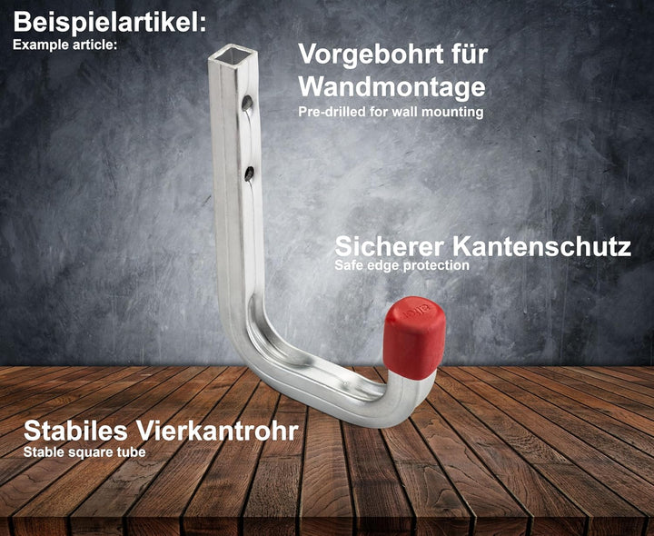 OrgaTech 10 x Wandhaken 300 x 250 mm Gerätehalter Montagehaken Allzweckhaken 10 Stück - 300 x 250 mm