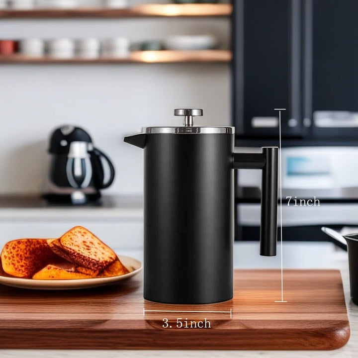 MaxMiuly French Press Thermo mit Warmhalte-Funktion,Kaffeebereiter aus doppelwandigem Edelstahl 0,65