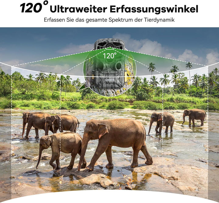 DEATTI Wildkamera mit Handyübertragung APP, 4K 48MP HD WLAN Bluetooth Wildkamera mit Bewegungsmelder