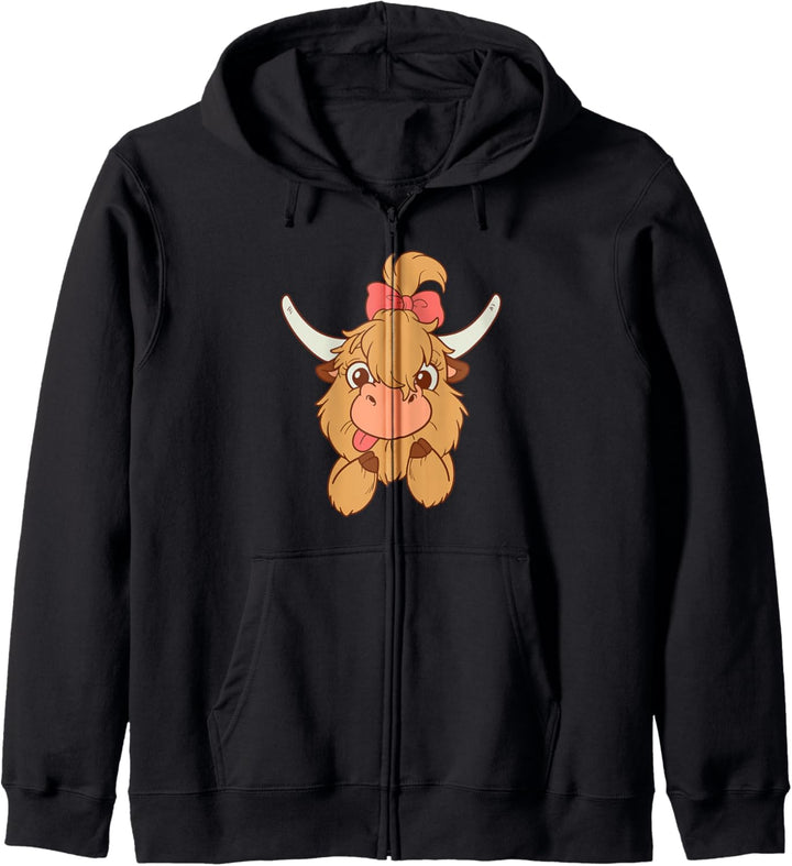 Highland Cow Farmers Longhorn für Damen Kapuzenjacke