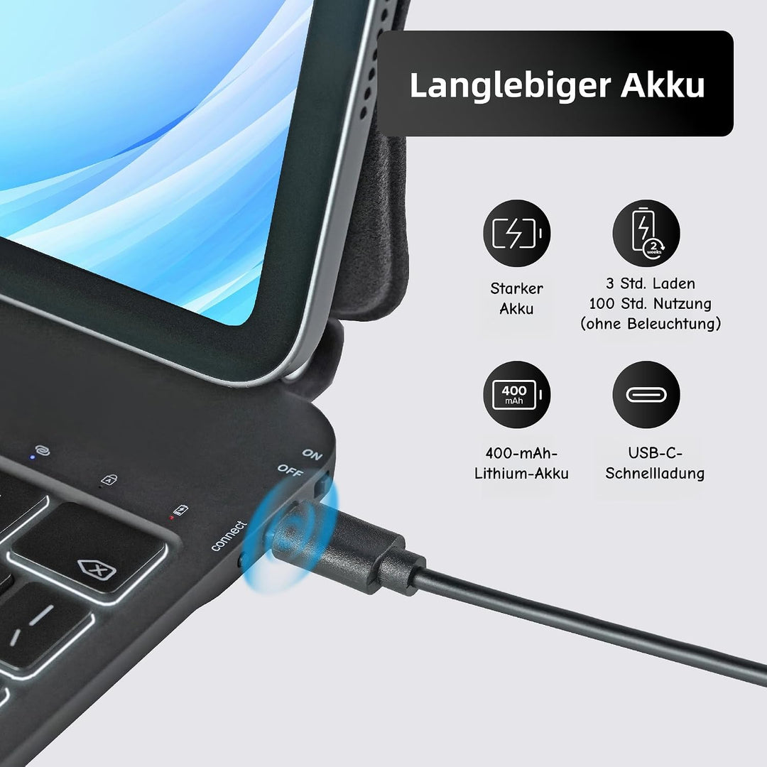 Deutsches QWERTZ Magic Keyboard Case für iPad Pro 12,9 Zoll (3., 4., 5., 6. Gen) &amp; iPad Air 13" (M4