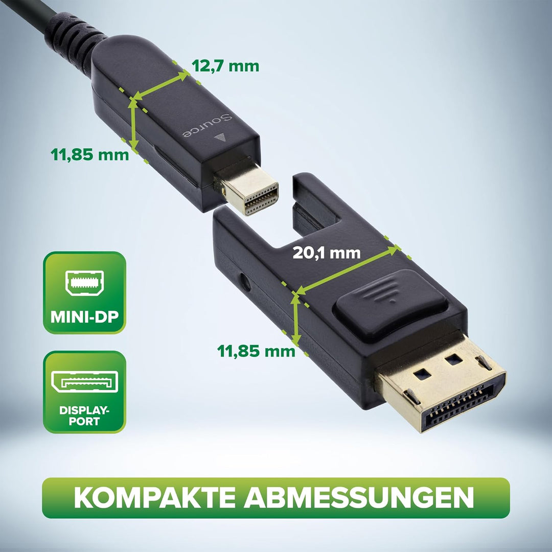 InLine DisplayPort 1.4 AOC Kabel, 8K 4K, 240Hz, abnehmbare Stecker, Länge 40m, 17240O, 40m